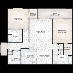 Floor plan of a modern 2-bedroom apartment at Harvard Condominiums in Melbourne, Florida.