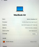 Apple MacBook Air 13” Retina 2018 Core i5 8GB 128GB Gold Fully Functio