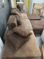 Minotti Ultra Suede Sectional Sofa Italian Made154" long + 2 Ottoman