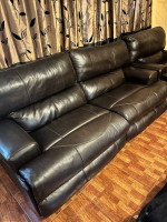 3 Piece Leather Recliner Set (Sofa, Loveseat & Single Chair), Dark Brown