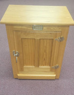 Wood White Clad Ice Box style end table / cabinet