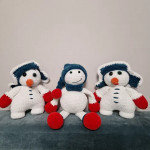 Handmade knitted snowman toy