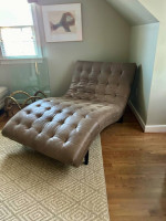 Exquisite Modern Leather Double Chaise Lounge Chair Sofa