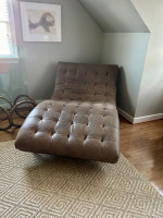 Exquisite Modern Leather Double Chaise Lounge Chair Sofa