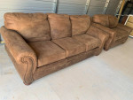 Ashley furniture brown suede sofa set ( Free Delivery If Needed)