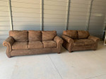Ashley furniture brown suede sofa set ( Free Delivery If Needed)