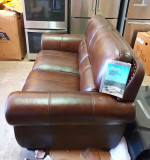 NEW Brown Top-Grain Leather Loveseat Sofa