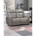 Katlyn Top Grain Leather Power Reclining Sofa, Grey or Black, STOCKED