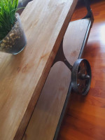 INDUSTRIAL RUSTIC COFFEE TABLE WITH UNIQUE ACCENTS