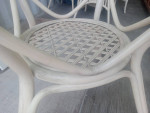 4' x 4' Rounded Glass White Wicker Table With 5 Chairs