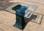 End table with marble pedestal or base and 0.5 inch thick glass top
