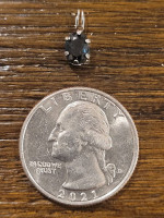 Small 10K White Gold Oval 1 ct. Blue Sapphire Solitaire Slide Pendant