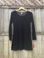 Mossimo Black Velvet Sleeved Dress Size Medium - New With Tag