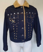 $895 NWOT COACH Denim/Lamb Shearling/Studs ITALY-MADE Jacket Sz 8 NEW!