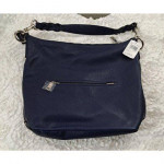 COACH Abby Shoulder Duffle Bag Pebble Leather Navy Gold Trim NEW MINT