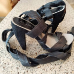 Aldo Suede Sandal Heels w/ Leather Crisscross Lace-up Straps