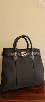 Gucci Black Perforated Belt Tote