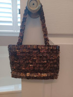 New mini brown beaded purse & matching wallet