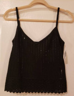 New ST. JOHN Knit Black Shimmery Paillettes Cami Tank – P
