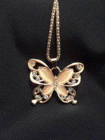 NEW Rose Gold Opal Filigree Butterfly Pendant Necklace - On Sale!