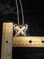 NEW Rose Gold Opal Filigree Butterfly Pendant Necklace - On Sale!