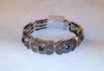 Brand New Embellished Black & Silver Leaf Design Stretch Bracelet