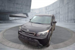 2015 Kia Soul in Shadow Black with 151,756 miles, front view, showcasing modern wagon design.