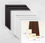 Modern Floating Wooden Stylish Frame Black and White for Canvas Paintings Stretched on Thick Subframe. Frame Width 1.58" x Height 1.38"