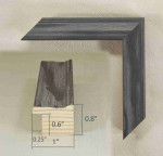 Photo Frame, Wood Gray with Gray Veins, 1" Width, 0.8" Height.