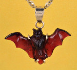 Vampire Gotic Covid Bat Pendant Carved Natural Gemstone 14K Solid Gold