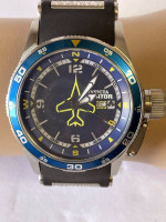 Invicta Men Quartz Aviator Flight Polyurethane Strap Blue Dial GMT👀❤️