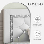 Full Upholstered LED Wingback Bed Frame with Diamond Button Headboard, No Box Spring Needed, Velvet Cream