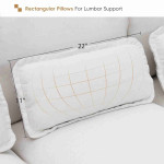 Modern U-shaped Sectional Sofa with Waist Pillows, 6-Seat Upholstered Symmetrical Sofa Furniture with Chaise Lounge