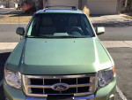 Front view of a green 2010 Ford Escape Limited with low mileage and eco-friendly features.