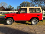 1993 Toyota Land Cruiser BJ FJ 73 in red, a clean 4WD with original turbo diesel engine, located in Sacramento.