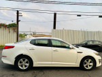2015 Kia Optima LX in white color, parked on the street with clean body and alloy wheels