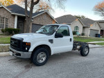 2008 Ford F-250 Super Duty with 82,000 miles, white truck ready for utility conversion.