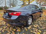 2018 Chevrolet Malibu LT FWD in black parked on a street covered with autumn leaves.