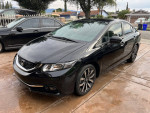 2014 black Honda Civic EX-L for sale, featuring a salvage title and modern connectivity options.