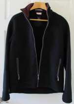 IBEX 100% Wool Mens Large Black Heavy Coat Zippered Pockets USA Made