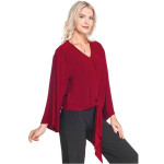 New With Tags: XL No Wrinkle Bell Sleeve Tie Shirt - Burgundy.