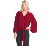 New With Tags: XL No Wrinkle Bell Sleeve Tie Shirt - Burgundy.