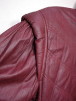 Italian Maroon Leather Bomber Jacket Women's S Vintage 80's Detail