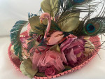 Whimsical Women's Felt Hat With Feathers and Flowers
