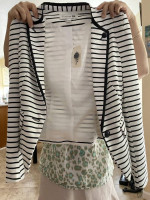Forever 21 ladies women's casual coat jacket white black stripes NEW