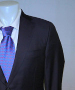 Hickey Freeman Loro Piana 150 Solid Navy Blue Custom Two Button Suit 40S