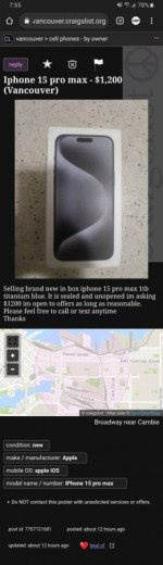 ***Iphone 15 pro max potential scam alert***