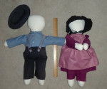 Amish Dolls ~ 2 ~ faceless ~ Bonnet & Hat ~ cloth ~ handmade ~ 20"