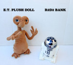 ET Stuffed Doll and Star Wars R2D2 Bank