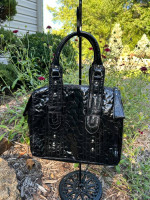 NWOT VINTAGE MAXX NEW YORK SIGNATURE BLACK CROCO EMBOSSED LEATHER BAG
